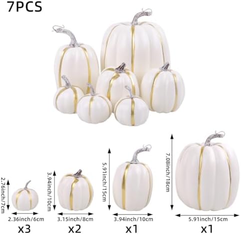 Surakey Artificial Pumpkins 7PCS Foam Set for Fall Decor