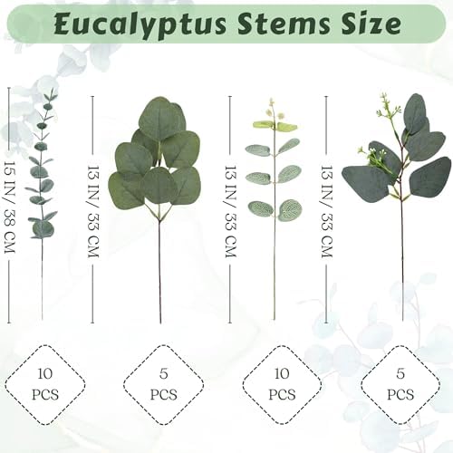 4 Kinds Mixed Eucalyptus Stems 30PCS for Wedding Decor