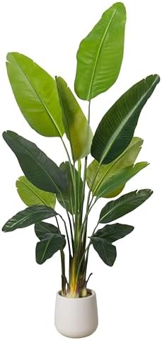 6FT Bird of Paradise Artificial Plants with White Planter