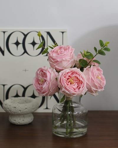 Realistic Artificial Flowers with Pink Roses in Vase