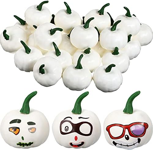 Sumind 24 Pcs Halloween White Artificial Pumpkins Decor