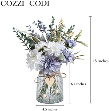 Artificial Blue Flowers with Vase Table Decor