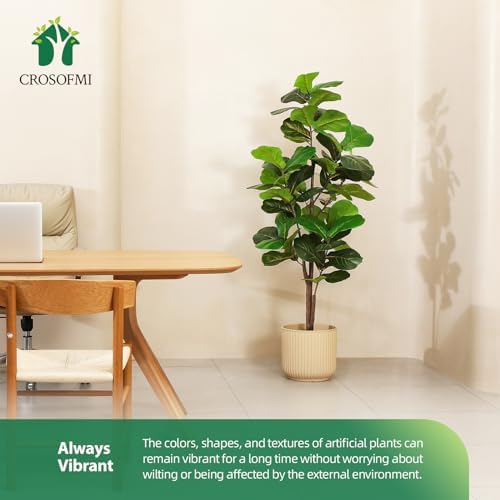 CROSOFMI Artificial Fiddle Leaf Fig Tree 65 Inch 2 Pack