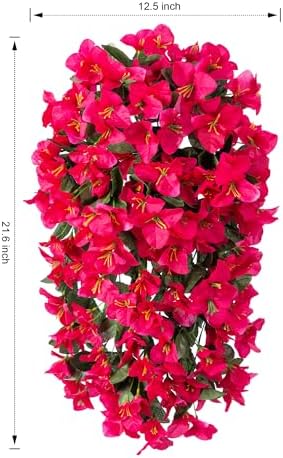 HyeFlora Artificial Bougainvillea Hanging Flowers 2pcs Hot Pink
