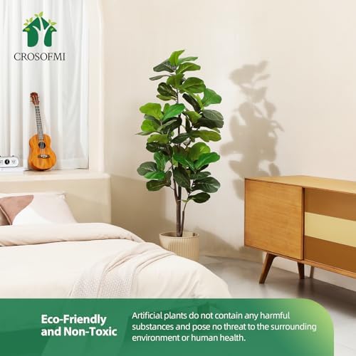 CROSOFMI Artificial Fiddle Leaf Fig Tree 65 Inch 2 Pack