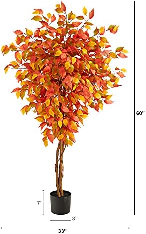 Nearly Natural 5ft Autumn Ficus Artificial Tree