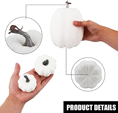 LOMIMOS 12pcs White Artificial Pumpkins for Halloween Decorations