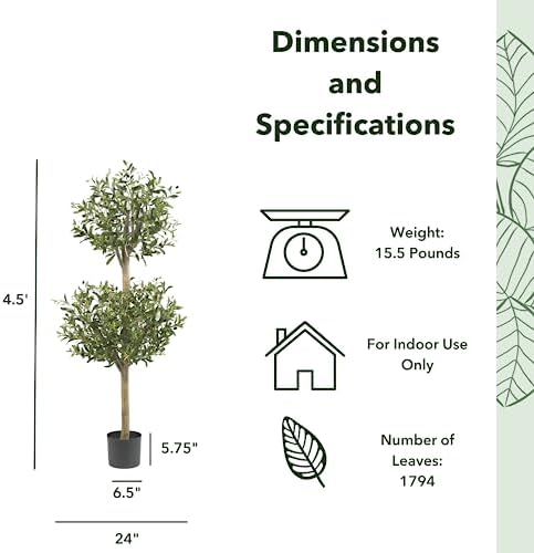 Nearly Natural 5309 Olive Double Topiary Silk Tree 45 Feet Green