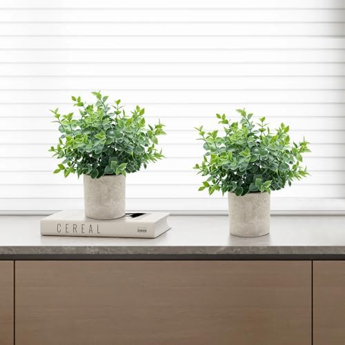 2 Pack Small Artificial Eucalyptus Plants for Home Decor