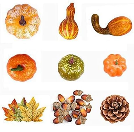 Ochine Thanksgiving Artificial Pumpkins Home Decor Set