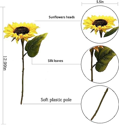 12PCS Artificial Sunflowers Silk Flower Wedding Decorations