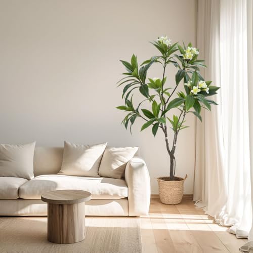 Alonfale 6FT Artificial Plumeria Tree with Concrete Base