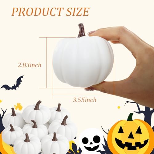 24 Piece White Artificial Pumpkin Set for Fall Decor