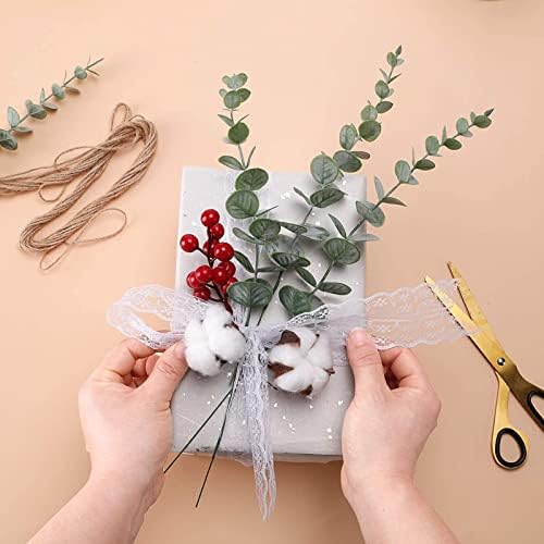 ABAJI Artificial Wine Red Stem Plants 12PCS Decor Set