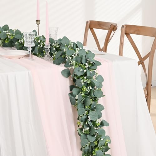 Waipfaru 2Pcs Eucalyptus Garland with Flowers