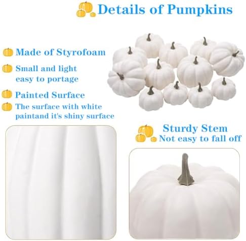 WESAPPINC Artificial Pumpkins 12PCS White Fall Decor
