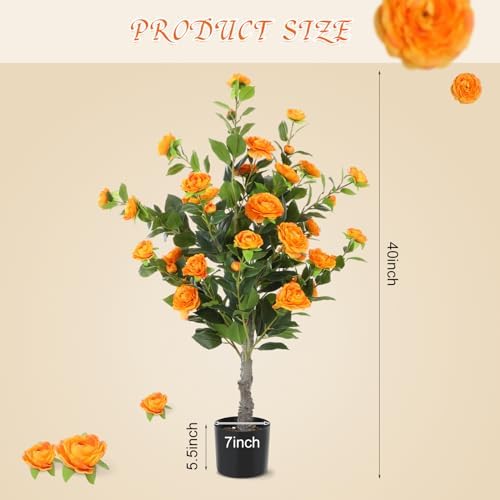 Jexine 2 Pack 40 In Artificial Camellia Tree with Flowers