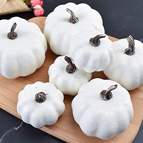 7PCS Artificial Pumpkins Fall Decor Set White