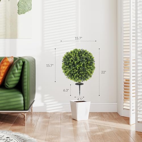 HOMCOM Artificial Boxwood Topiary Ball with Ground Stake