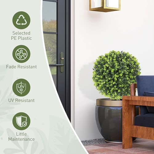 HOMCOM Artificial Boxwood Topiary Ball with Ground Stake