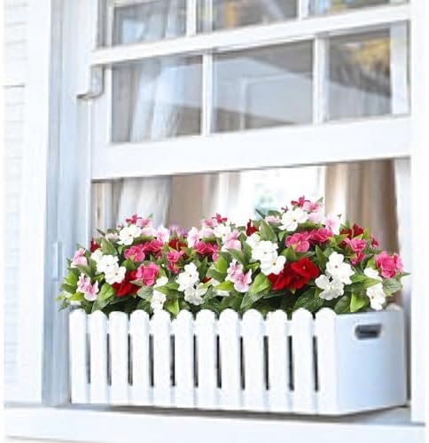 4 Pcs Artificial Impatiens Flowers for Outdoor Decoration
