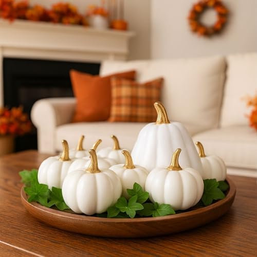 DomeStar 18PCS White Foam Pumpkins for Wedding Decor