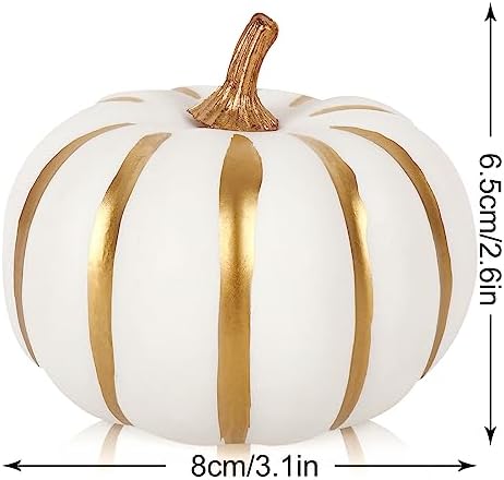 Whaline White Artificial Pumpkins 12Pcs with Gold Edges