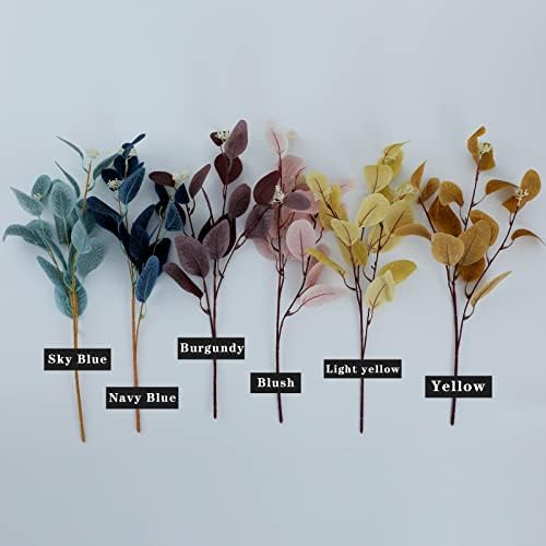 12 Pcs Artificial Eucalyptus Stems with Berries Navy Blue