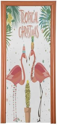 Susiyo Tropical Tree Flamingo Door Cover 35x79 Inch 1