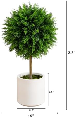 Nearly Natural 25-Ft Artificial Cedar Topiary Tree with UV Resistant Foliage