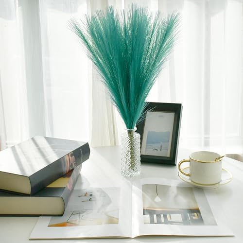Mandys Teal Silk Pampas Grass Bouquet 20 Stems