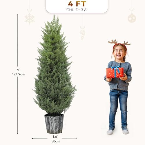 YITAHOME Artificial Cedar Topiary Trees 4FT 2 Pack