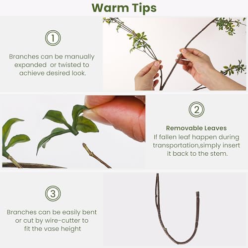 Artificial Greenery Stems 47 Tall Faux Enkianthus Branches 3 Packs Green