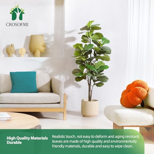 CROSOFMI Artificial Fiddle Leaf Fig Tree 65 Inch 2 Pack