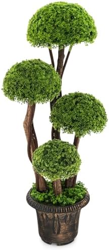 3ft Artificial Cypress Topiary Tree with Retro Cement Pot