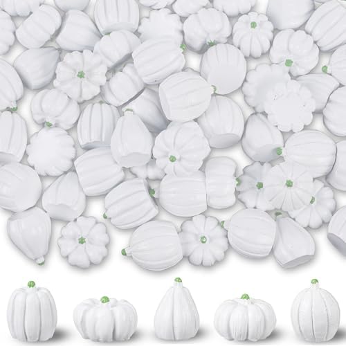 Winemana Mini Pumpkins Fall Decorations 80 Pack White