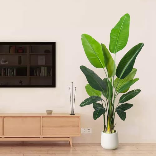 6FT Bird of Paradise Artificial Plants with White Planter