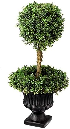 Boxwood Wreath Ball Topiary in Urn 33 Black