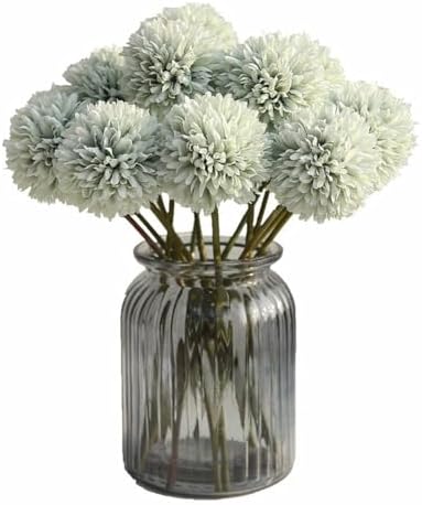 HoYuanFlo Artificial Flowers Chrysanthemum Bouquet 10pcs Light Green