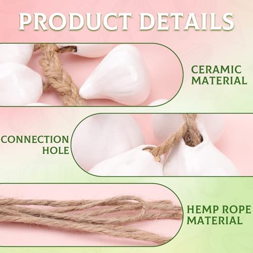 Woration Artificial Ceramic White Garlic Hanging Garland