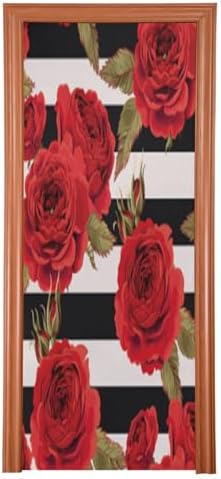 Susiyo Halloween Roses Black Stripes Door Cover