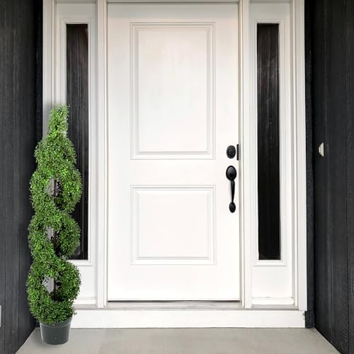 Admired By Nature 5 Foot Artificial Boxwood Topiary Tree with Spiral Design