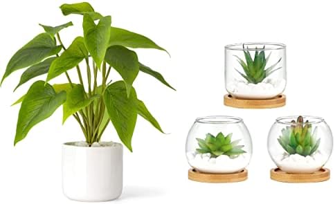 Mkono Artificial Topiary Plant in Clear Pot