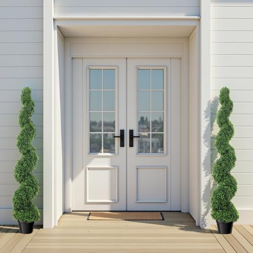 5 Ft Artificial Boxwood Spiral Topiary Trees 2 Pcs