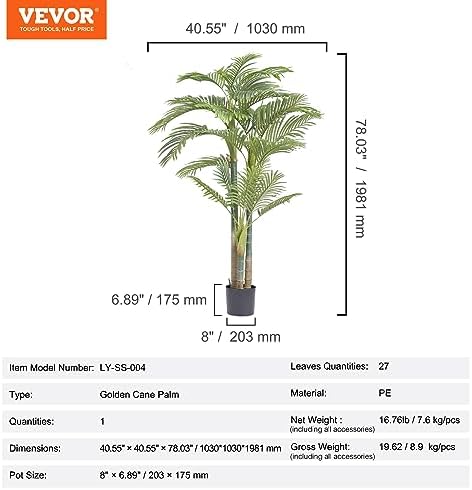 VEVOR 65 FT Artificial Golden Cane Palm Tree
