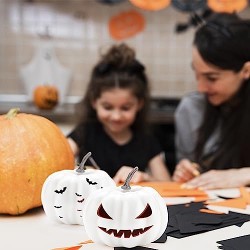GlyinnHe 12PCS White Artificial Pumpkins for Halloween Decor