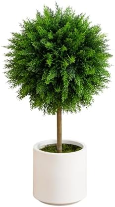 Nearly Natural 25-Ft Artificial Cedar Topiary Tree with UV Resistant Foliage