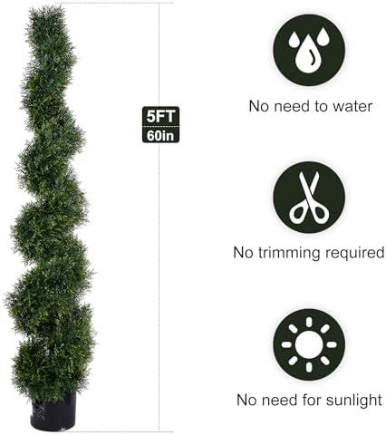 5FT Spiral Artificial Topiary Trees Set of 2