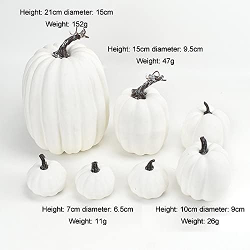 7PCS Artificial Pumpkins Fall Decor Set White