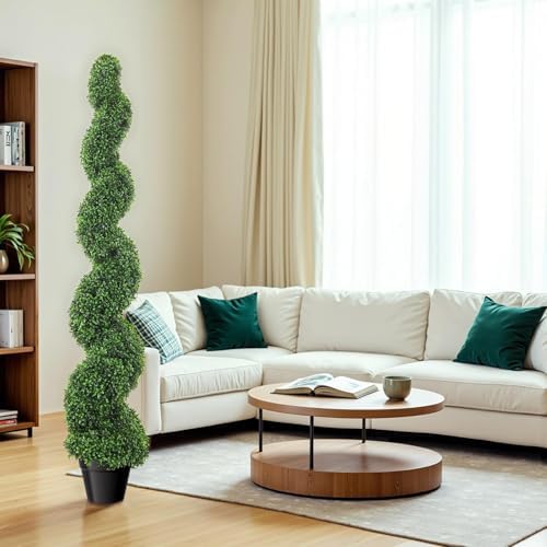 5 Ft Artificial Boxwood Spiral Topiary Trees 2 Pcs